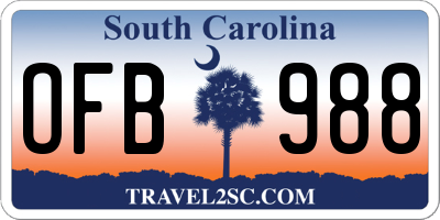 SC license plate OFB988