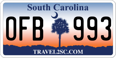 SC license plate OFB993