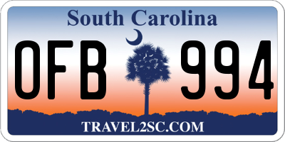 SC license plate OFB994