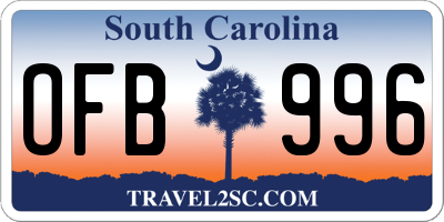 SC license plate OFB996