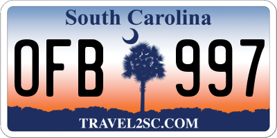 SC license plate OFB997