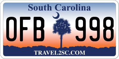 SC license plate OFB998