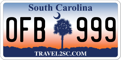 SC license plate OFB999