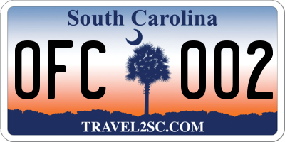 SC license plate OFC002