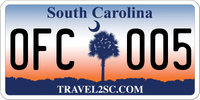 SC license plate OFC005