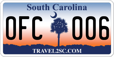 SC license plate OFC006