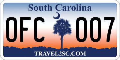 SC license plate OFC007