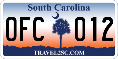SC license plate OFC012