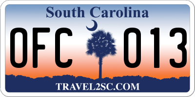 SC license plate OFC013