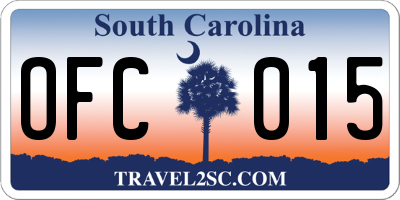 SC license plate OFC015