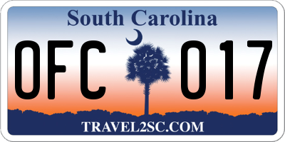 SC license plate OFC017