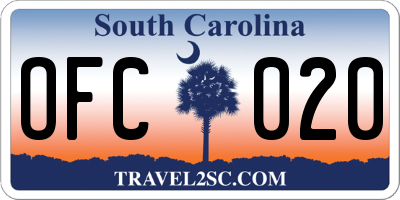 SC license plate OFC020