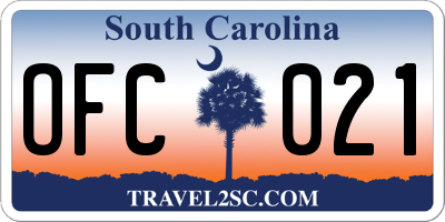 SC license plate OFC021