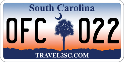 SC license plate OFC022