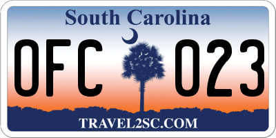 SC license plate OFC023