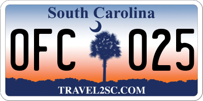 SC license plate OFC025