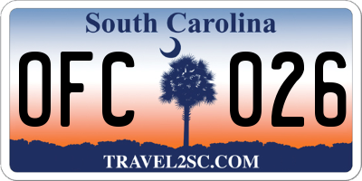 SC license plate OFC026