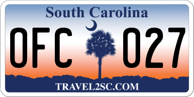 SC license plate OFC027