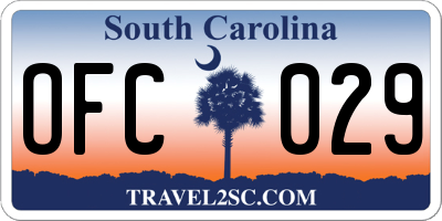 SC license plate OFC029