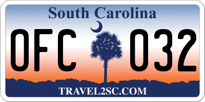SC license plate OFC032