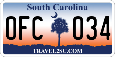 SC license plate OFC034