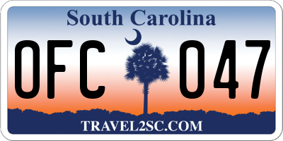 SC license plate OFC047