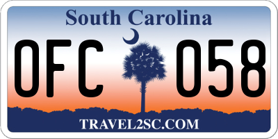 SC license plate OFC058