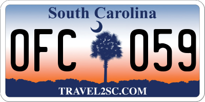 SC license plate OFC059
