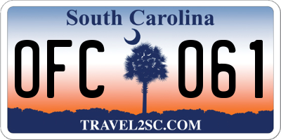 SC license plate OFC061