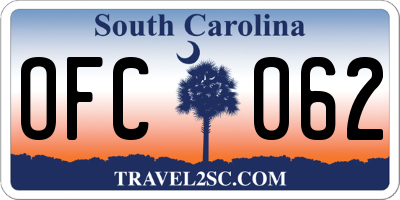 SC license plate OFC062
