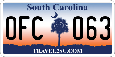SC license plate OFC063