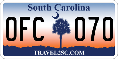 SC license plate OFC070