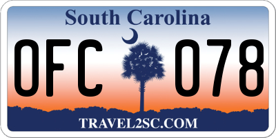 SC license plate OFC078