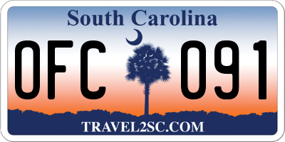 SC license plate OFC091