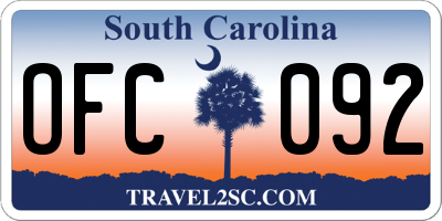 SC license plate OFC092