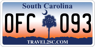 SC license plate OFC093