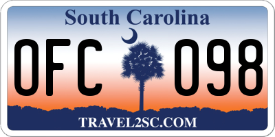 SC license plate OFC098