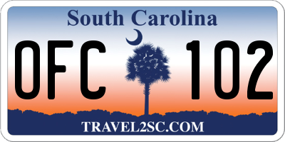 SC license plate OFC102