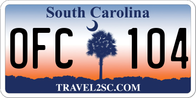 SC license plate OFC104