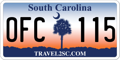 SC license plate OFC115