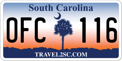 SC license plate OFC116