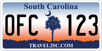 SC license plate OFC123