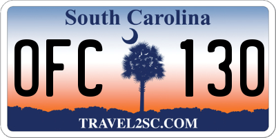 SC license plate OFC130