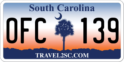 SC license plate OFC139