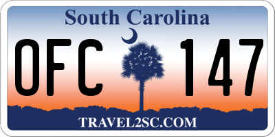 SC license plate OFC147