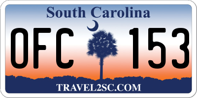 SC license plate OFC153