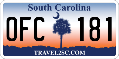 SC license plate OFC181