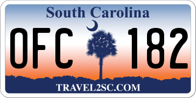 SC license plate OFC182