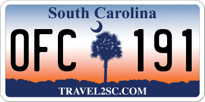 SC license plate OFC191