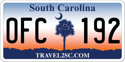 SC license plate OFC192
